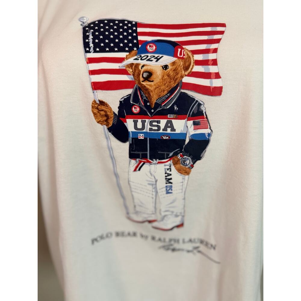 Polo Ralph Lauren Polo Bear Team USA 2024 Olympic Games White Graphic Tee XL - Picture 2 of 8